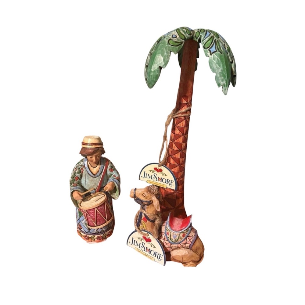 Jim Shore Nativity Set Drummer‎ Boy Camel Palm Tree C4005278 Multicolor